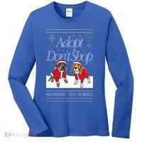 Christmas Miss Peaches & Pete The Beagle Women's Long Sleeve Shirt thumb 0