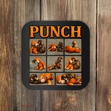 Cute Monkey Punch Funny Coaster
