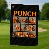 Cute Monkey Punch Funny Golf Towel thumb 1