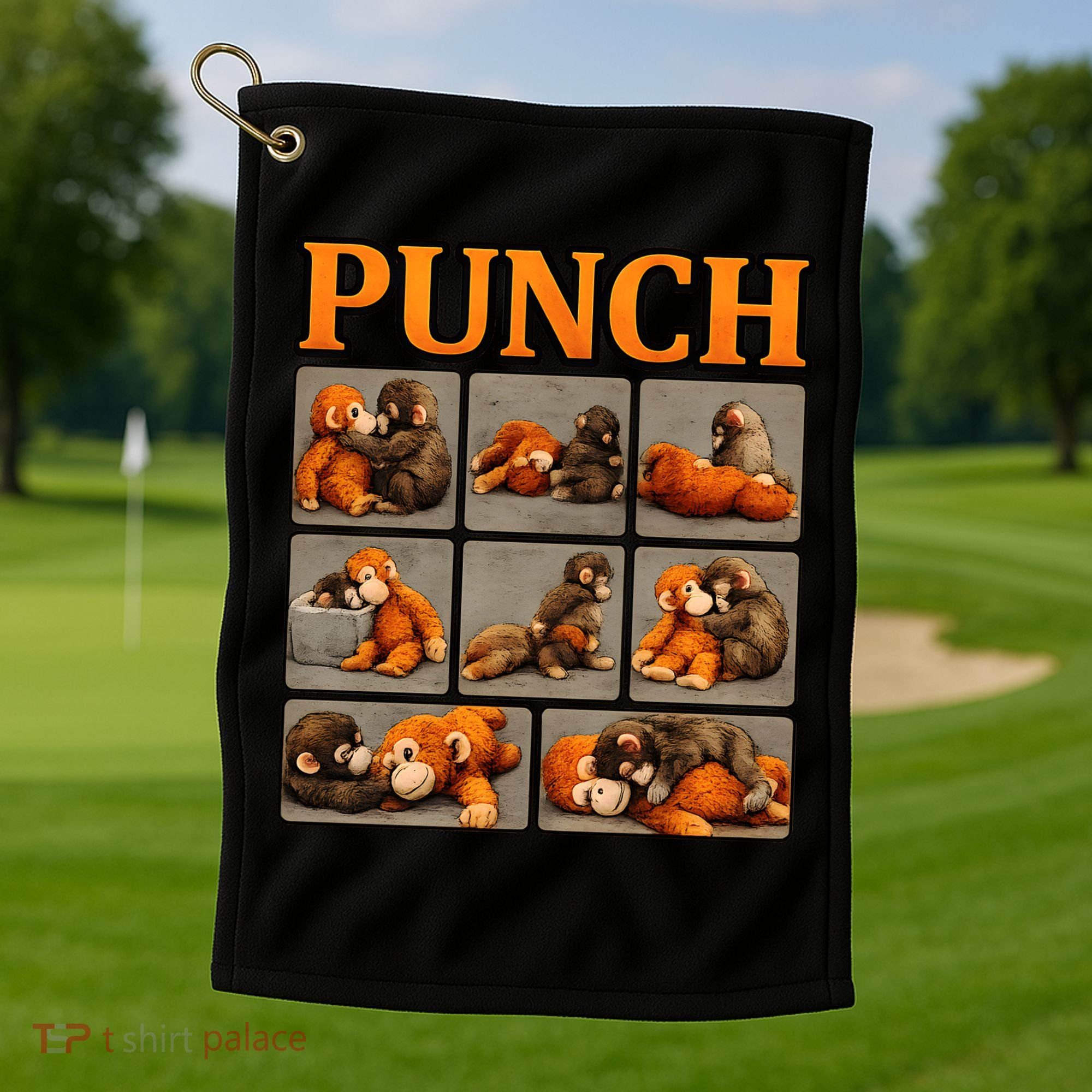 Cute Monkey Punch Funny Golf Towel
