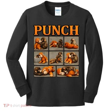 Cute Monkey Punch Funny Kids Long Sleeve Shirt