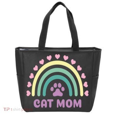 Cat Mom Rainbow Heart Tote Bag