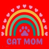 Cat Mom Rainbow Heart Santa Hat thumb 1