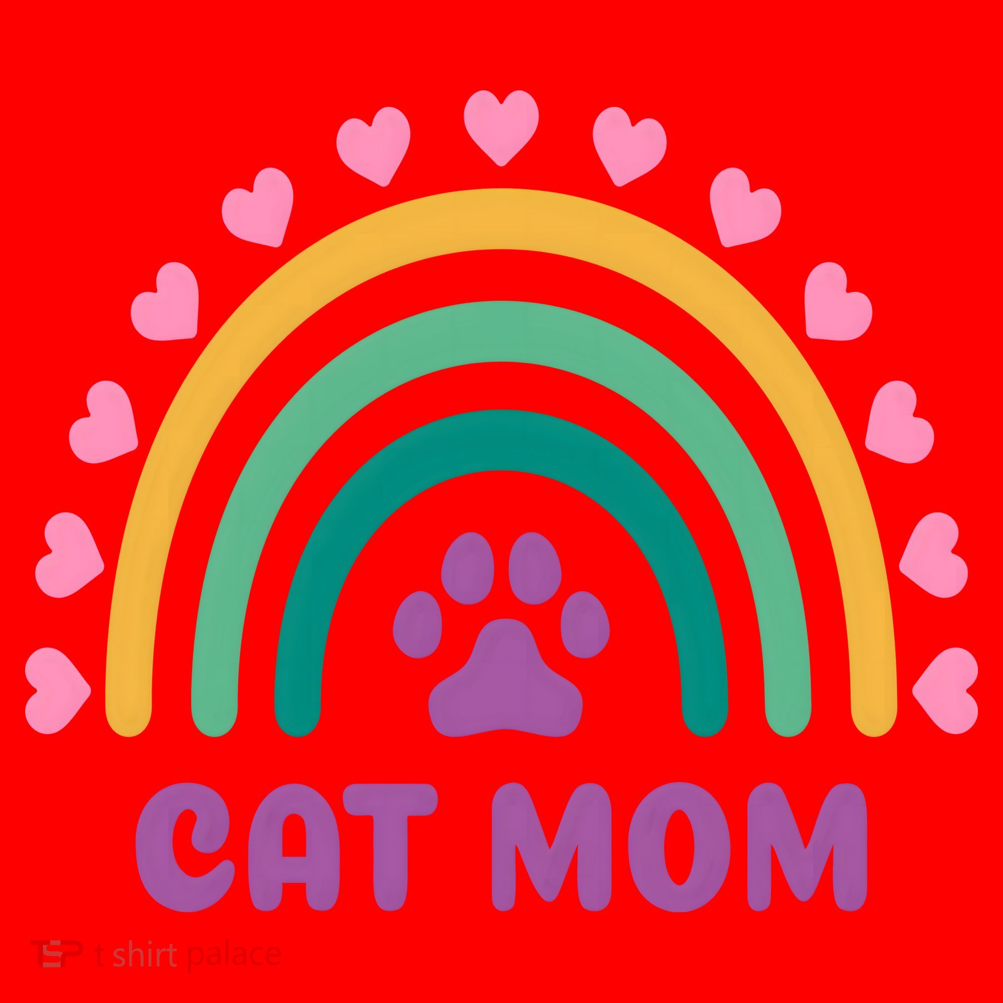 Cat Mom Rainbow Heart Santa Hat