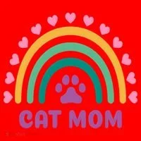 Cat Mom Rainbow Heart Santa Hat thumb 1