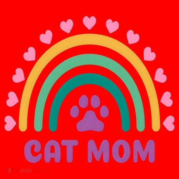 Cat Mom Rainbow Heart Santa Hat