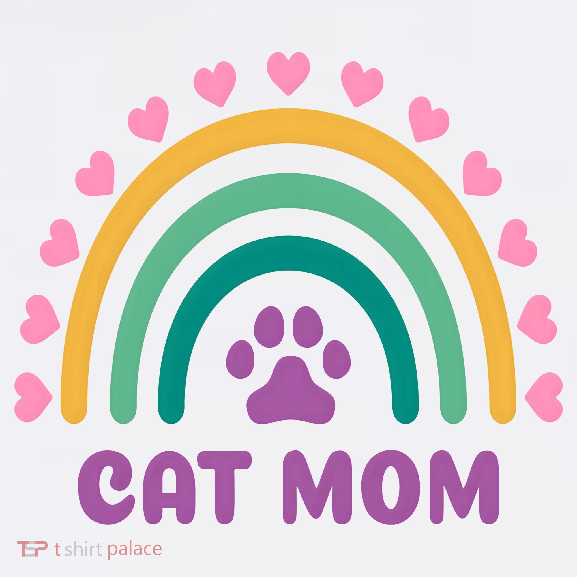 Cat Mom Rainbow Heart Comfort Colors Garment-Dyed Hooded Sweatshirt