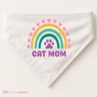 Cat Mom Rainbow Heart USA-Made Doggie Bandana thumb 0