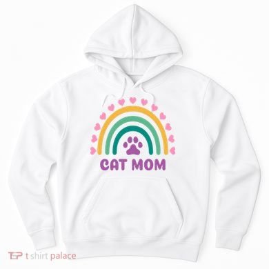 Cat Mom Rainbow Heart Hoodie