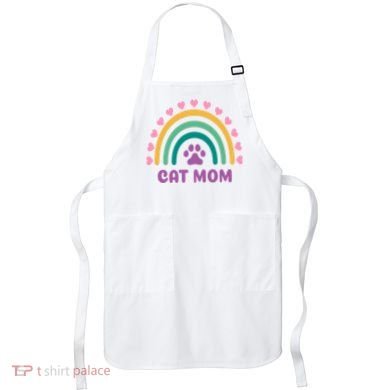 Cat Mom Rainbow Heart Apron