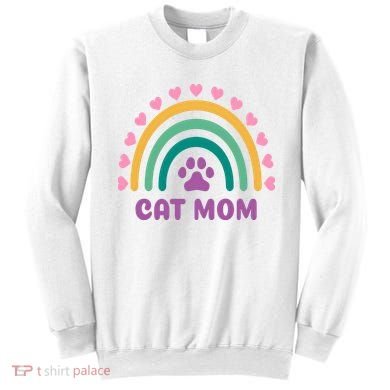 Cat Mom Rainbow Heart Sweatshirt