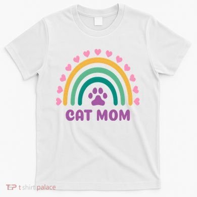 Cat Mom Rainbow Heart T-Shirt
