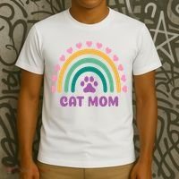 Cat Mom Rainbow Heart T-Shirt thumb 3