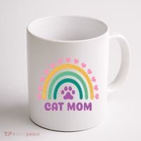 Cat Mom Rainbow Heart Coffee Mug thumb 1