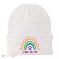 Cat Mom Rainbow Heart Beanie thumb 0