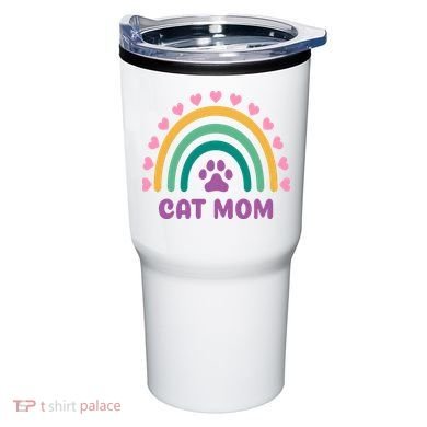 Cat Mom Rainbow Heart Tumbler