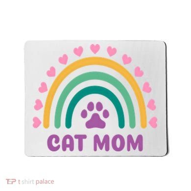 Cat Mom Rainbow Heart Mousepad