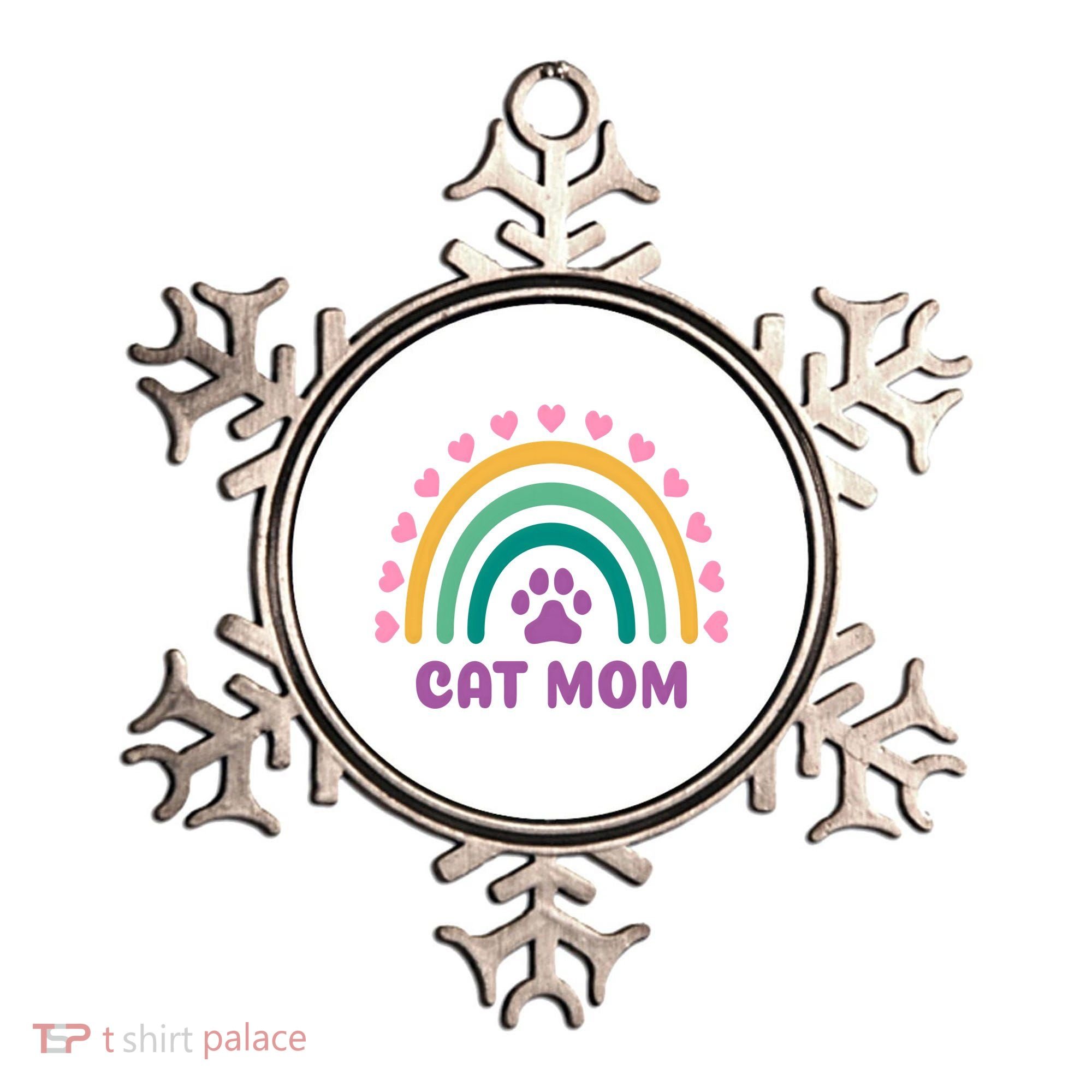 Cat Mom Rainbow Heart Ornament