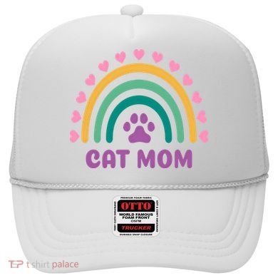 Cat Mom Rainbow Heart Hat