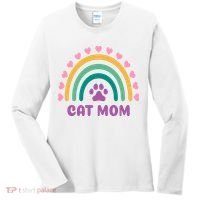 Cat Mom Rainbow Heart Women's Long Sleeve Shirt thumb 0