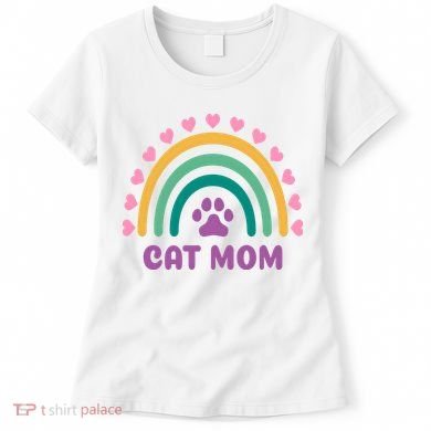Cat Mom Rainbow Heart Women's T-Shirt