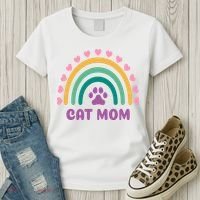 Cat Mom Rainbow Heart Women's T-Shirt thumb 3