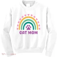 Cat Mom Rainbow Heart Kids Sweatshirt thumb 0