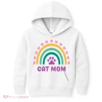 Cat Mom Rainbow Heart Kids Hoodie thumb 0
