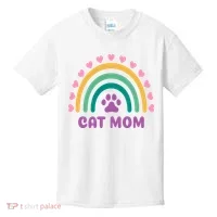 Cat Mom Rainbow Heart Kids T-Shirt thumb 0