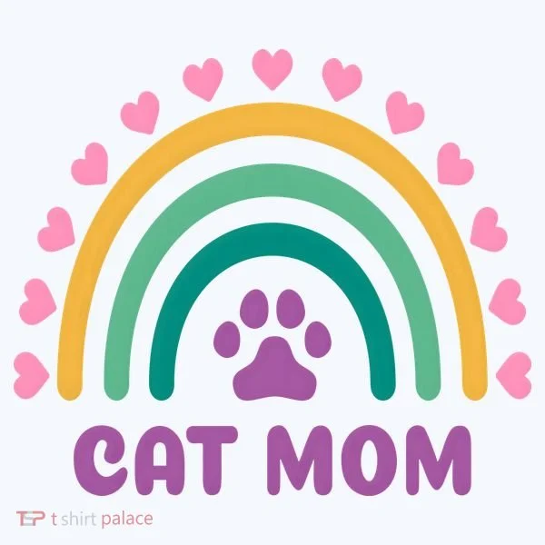 Cat Mom Rainbow Heart Kids T-Shirt