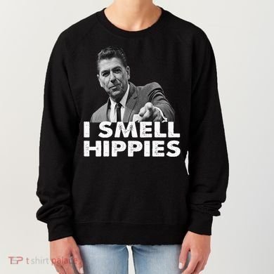 Conservative Merica Ronald Reagan I Smell Hippies Women's Sweatshirt