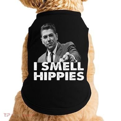 Conservative Merica Ronald Reagan I Smell Hippies Doggie Tank