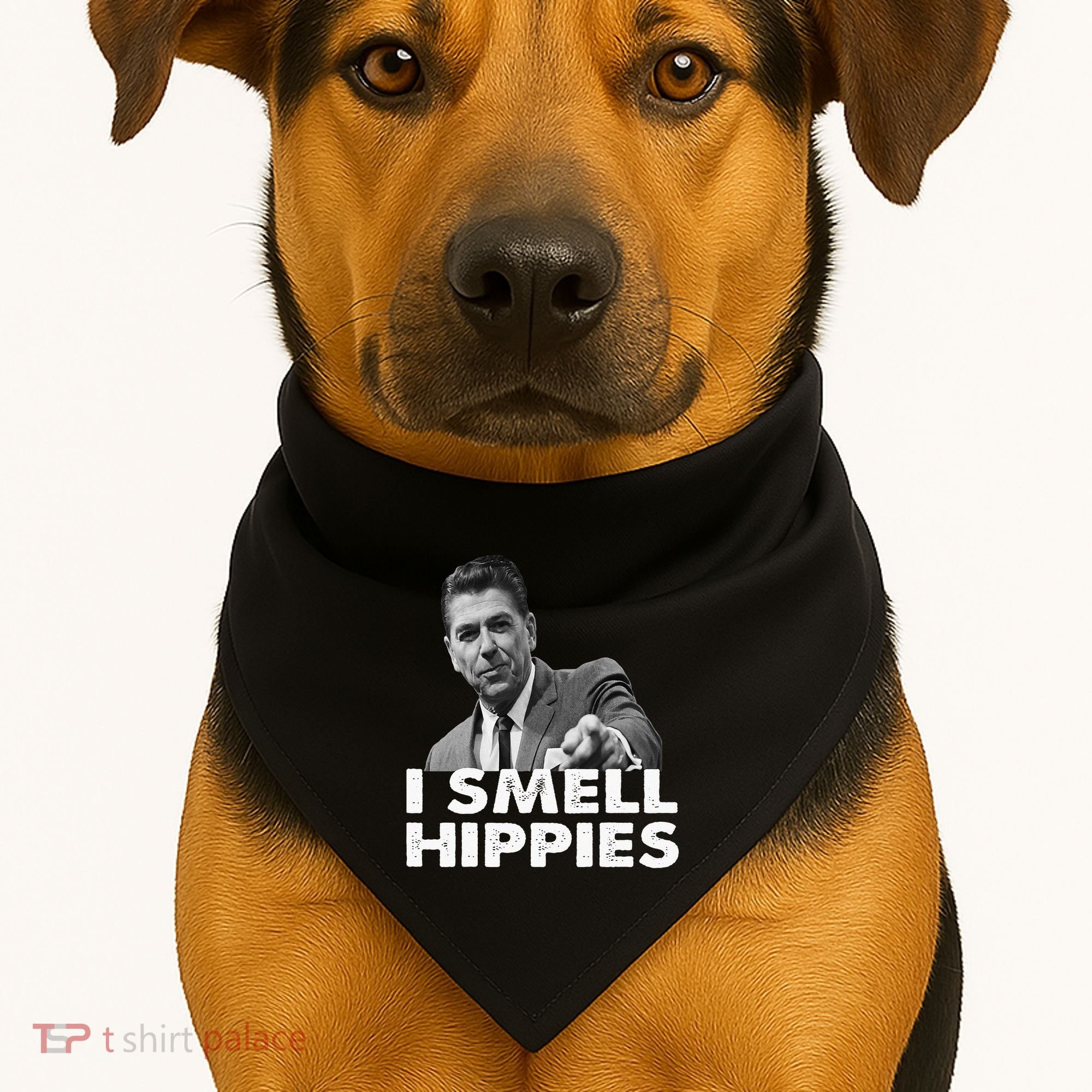 Conservative Merica Ronald Reagan I Smell Hippies USA-Made Doggie Bandana