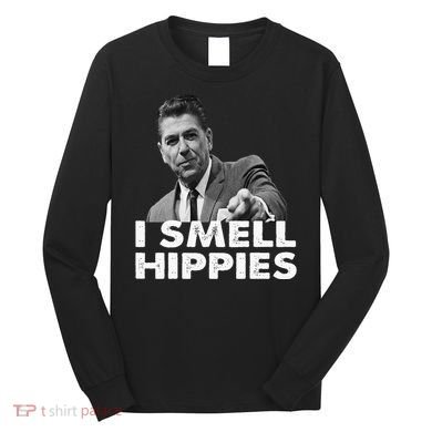 Conservative Merica Ronald Reagan I Smell Hippies Long Sleeve Shirt