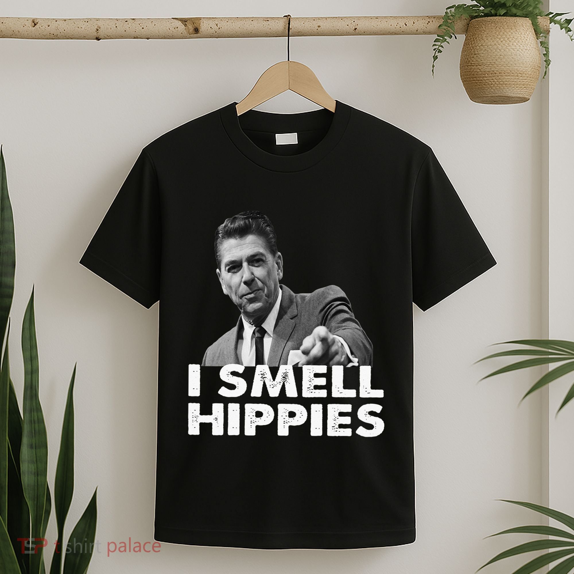 Conservative Merica Ronald Reagan I Smell Hippies T-Shirt