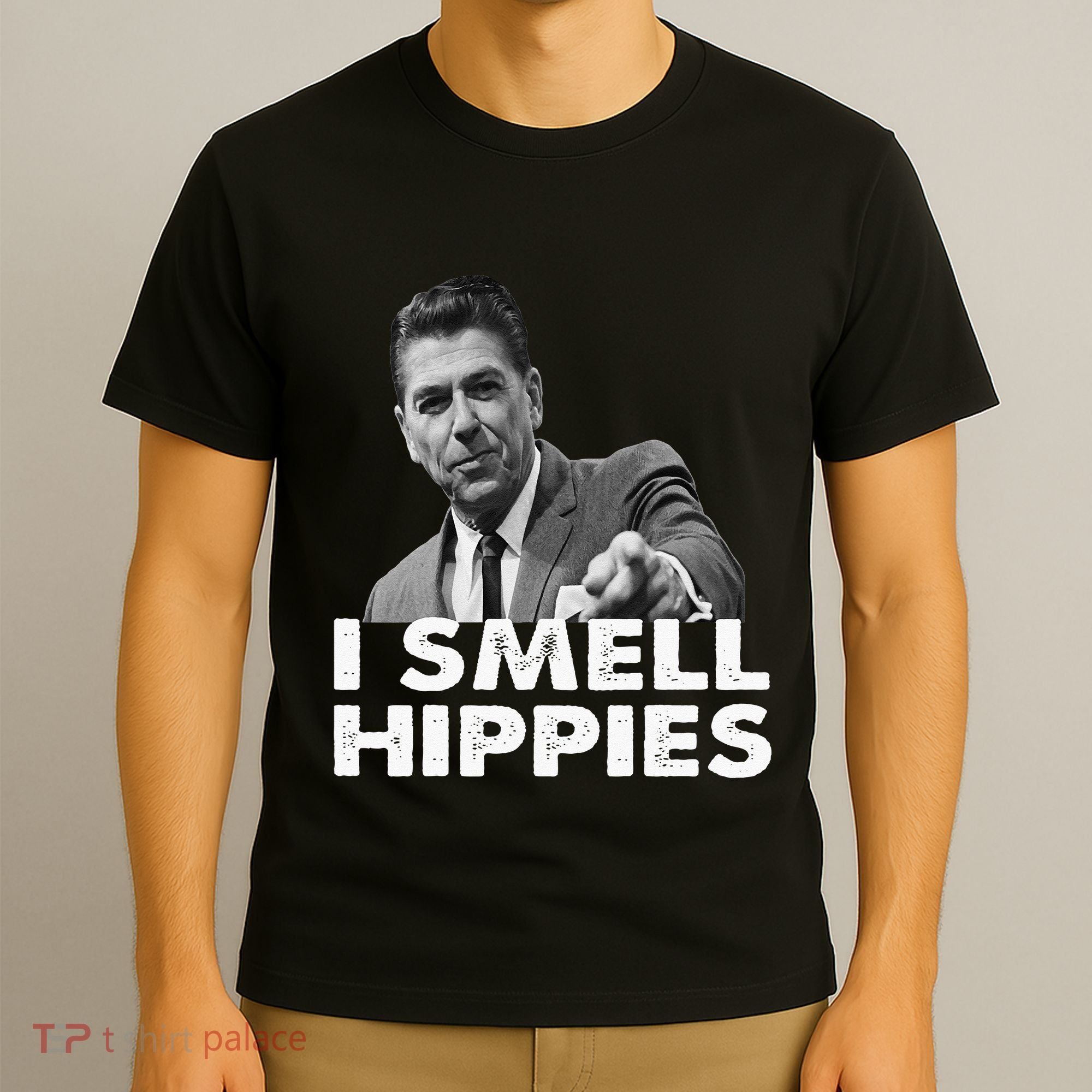Conservative Merica Ronald Reagan I Smell Hippies T-Shirt