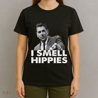 Conservative Merica Ronald Reagan I Smell Hippies T-Shirt thumb 4