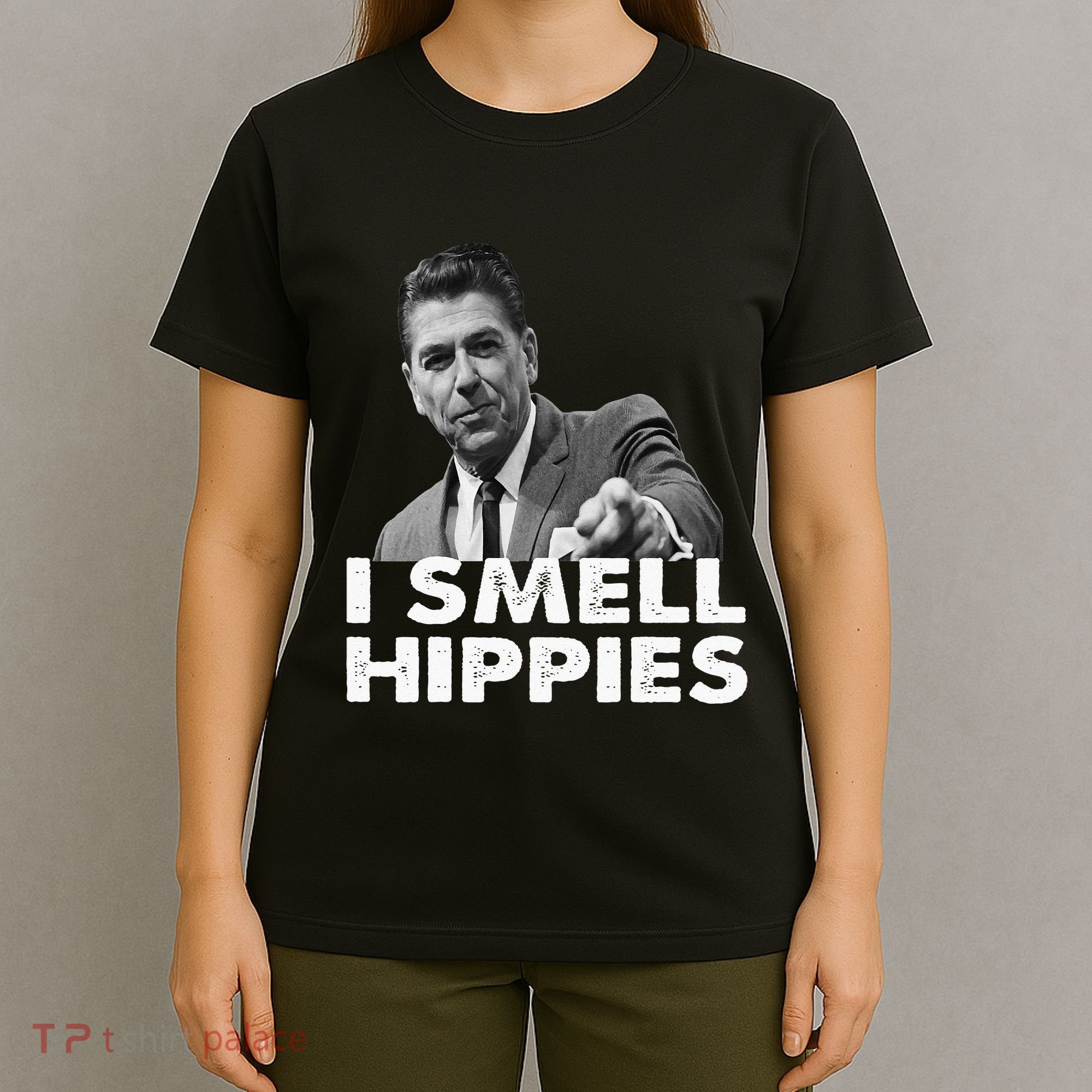 Conservative Merica Ronald Reagan I Smell Hippies T-Shirt