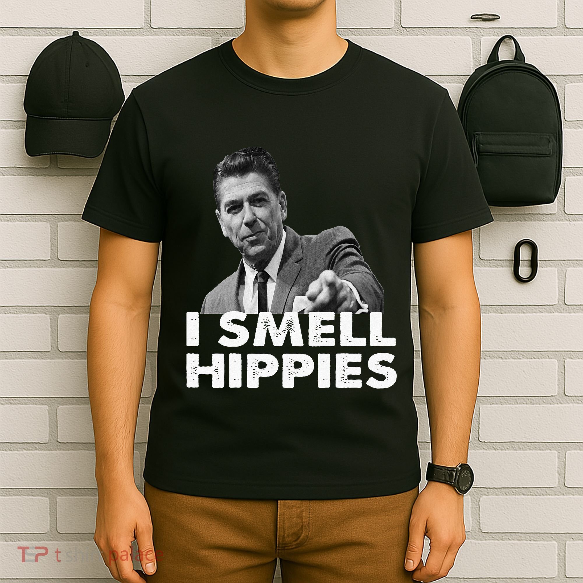 Conservative Merica Ronald Reagan I Smell Hippies T-Shirt