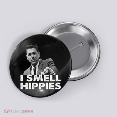 Conservative Merica Ronald Reagan I Smell Hippies Button