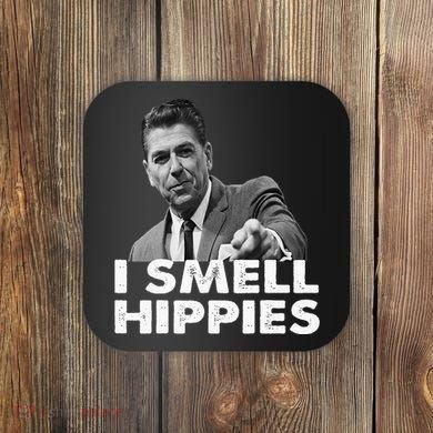 Conservative Merica Ronald Reagan I Smell Hippies Coaster