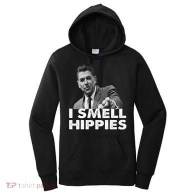 Conservative Merica Ronald Reagan I Smell Hippies Women's Hoodie