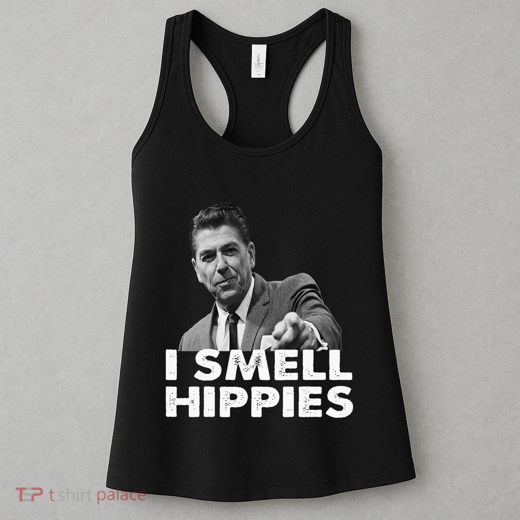 Conservative Merica Ronald Reagan I Smell Hippies Women's Tank Top