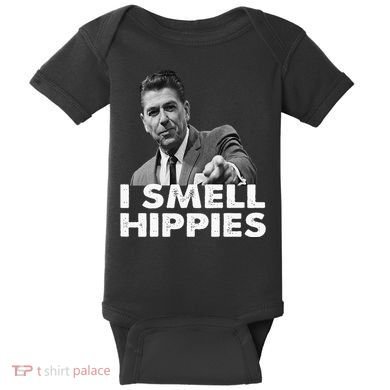 Conservative Merica Ronald Reagan I Smell Hippies Baby Bodysuit