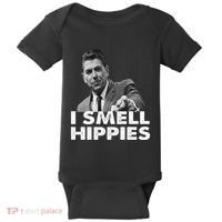 Conservative Merica Ronald Reagan I Smell Hippies Baby Bodysuit thumb 0