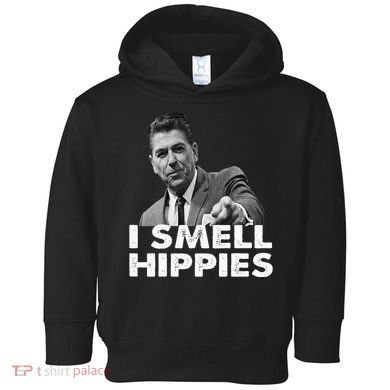 Conservative Merica Ronald Reagan I Smell Hippies Toddler Hoodie