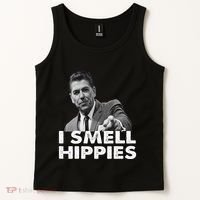 Conservative Merica Ronald Reagan I Smell Hippies Tank Top thumb 2