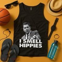 Conservative Merica Ronald Reagan I Smell Hippies Tank Top thumb 4