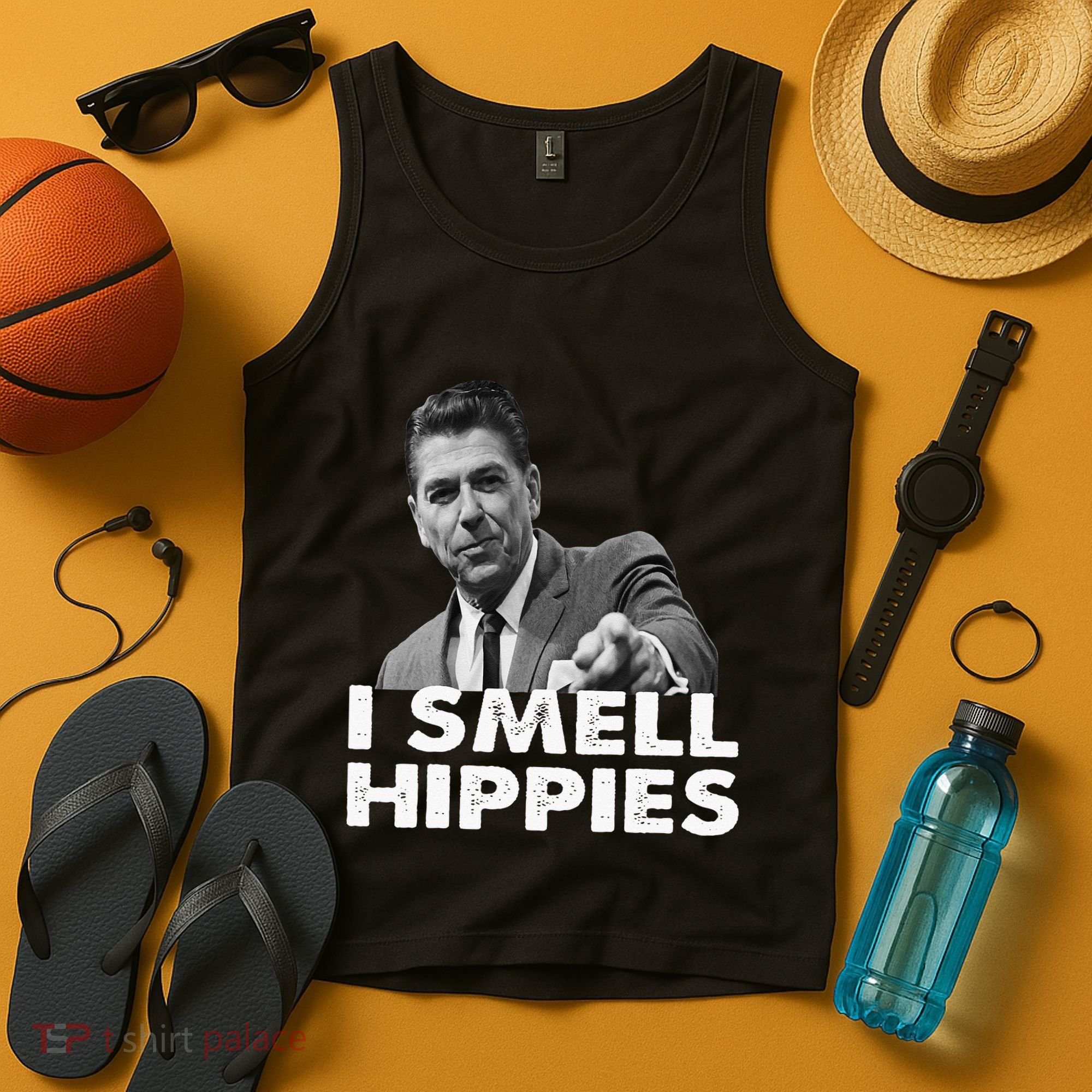 Conservative Merica Ronald Reagan I Smell Hippies Tank Top