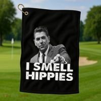 Conservative Merica Ronald Reagan I Smell Hippies Golf Towel thumb 1